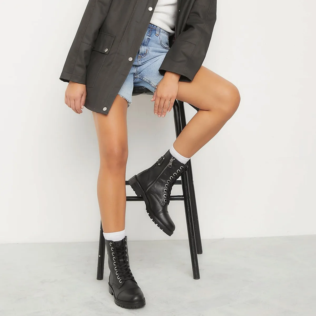 AMERICANINO - Botín Mujer Cuero Negro Americanino