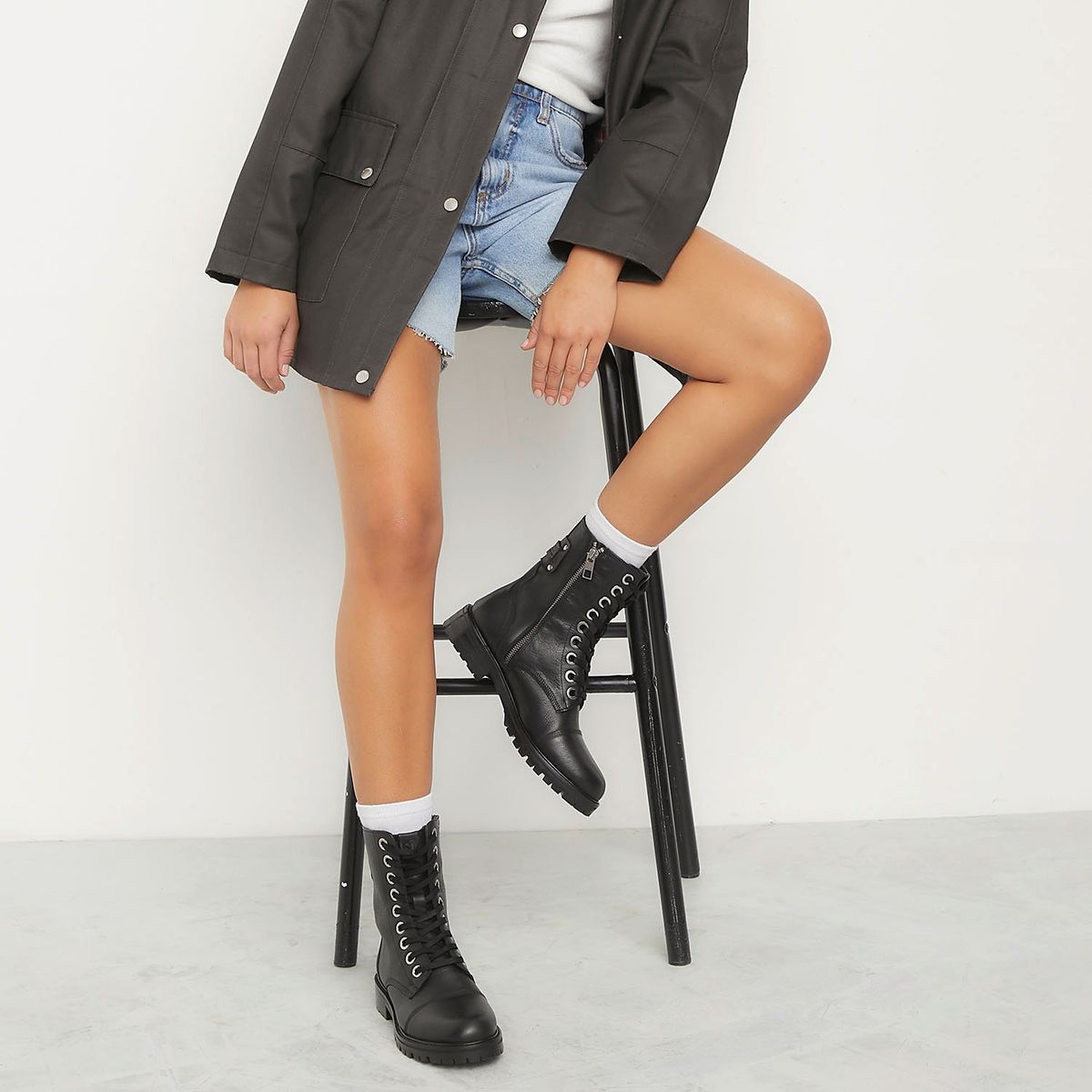 AMERICANINO - Botín Mujer Cuero Negro Americanino