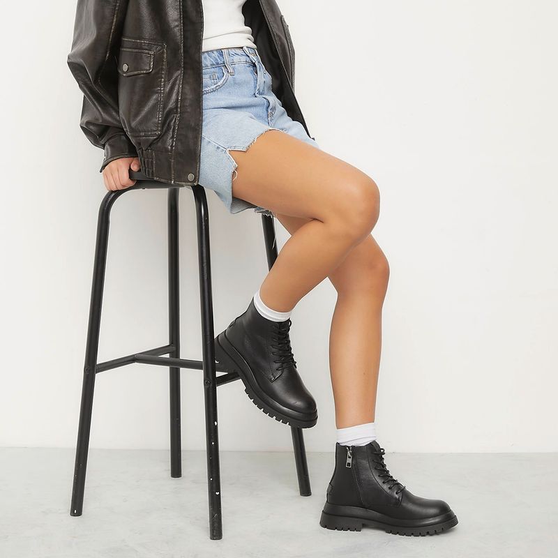 Chaqueta Botines Mujer Todo Piel Botín Motero En Negro De Nero