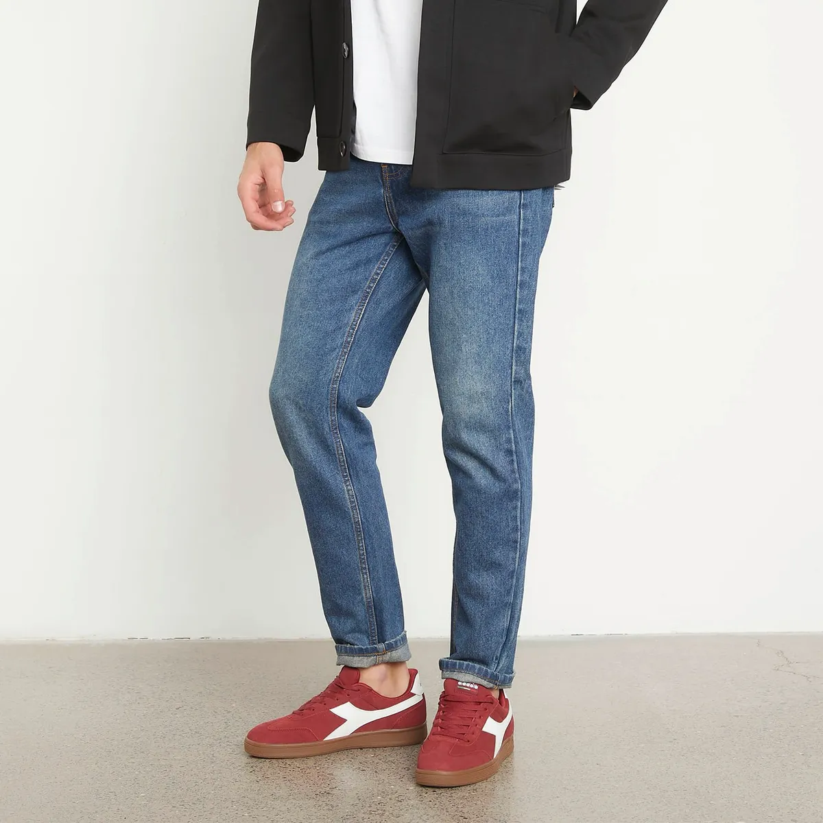 DIADORA - Bamtelo Zapatilla Urbana Hombre Cuero Rojo Diadora