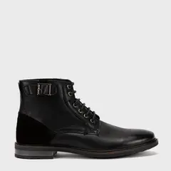 BASEMENT - Bota Hombre Negro Cuero