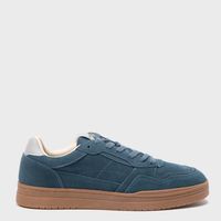 Zapatilla Urbana Hombre Cuero Azul