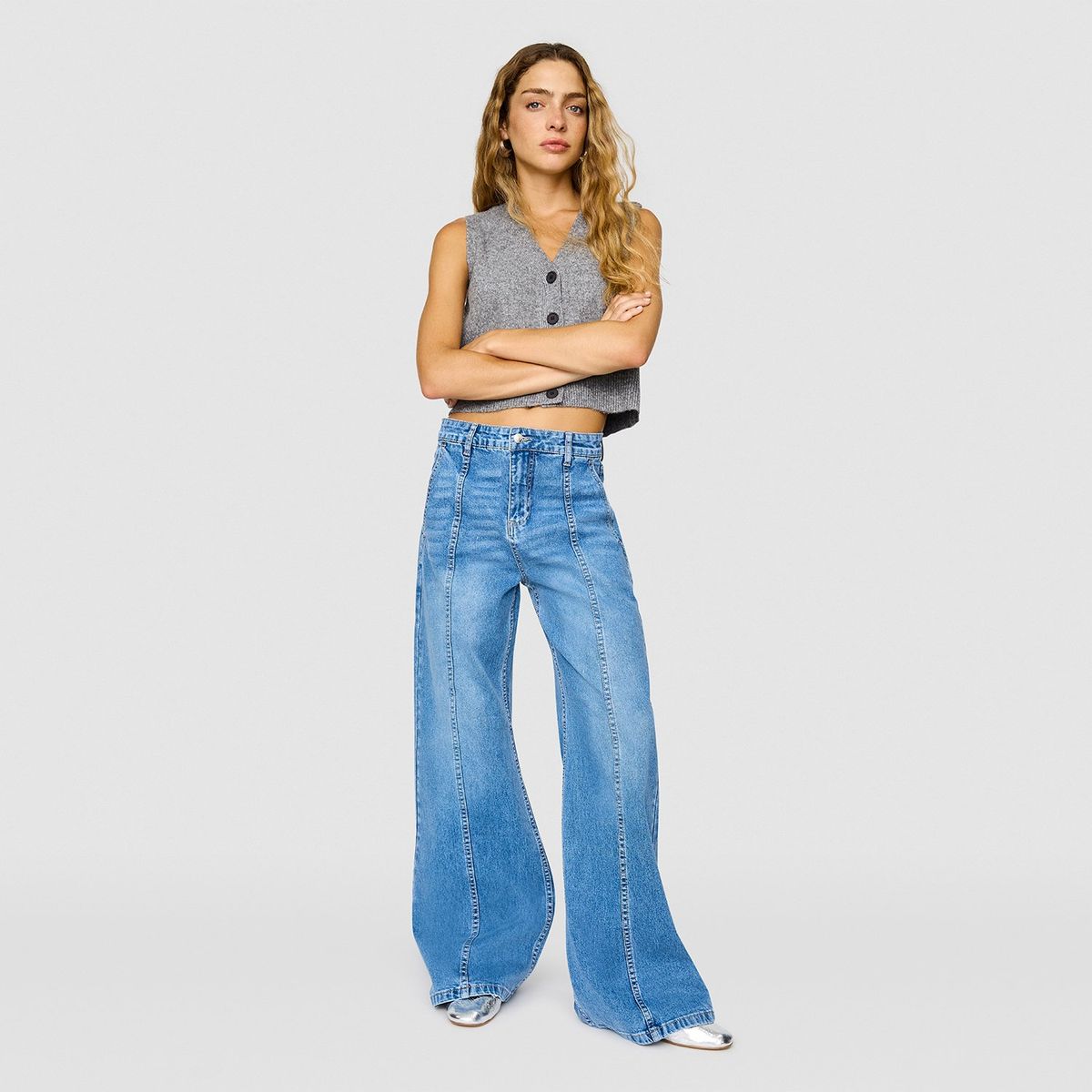 SYBILLA - Jeans Wide Leg Tiro Alto Mujer Sybilla