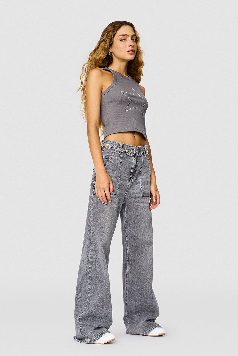 SYBILLA - Jeans Wide Leg Tiro Alto Mujer Sybilla