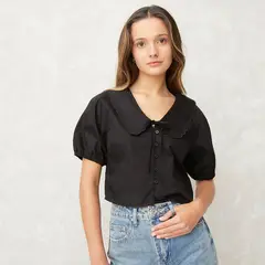 SYBILLA - Blusa Cropped Manga Corta Mujer