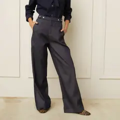 BASEMENT - Pantalón Wide Leg Tiro Alto Mujer