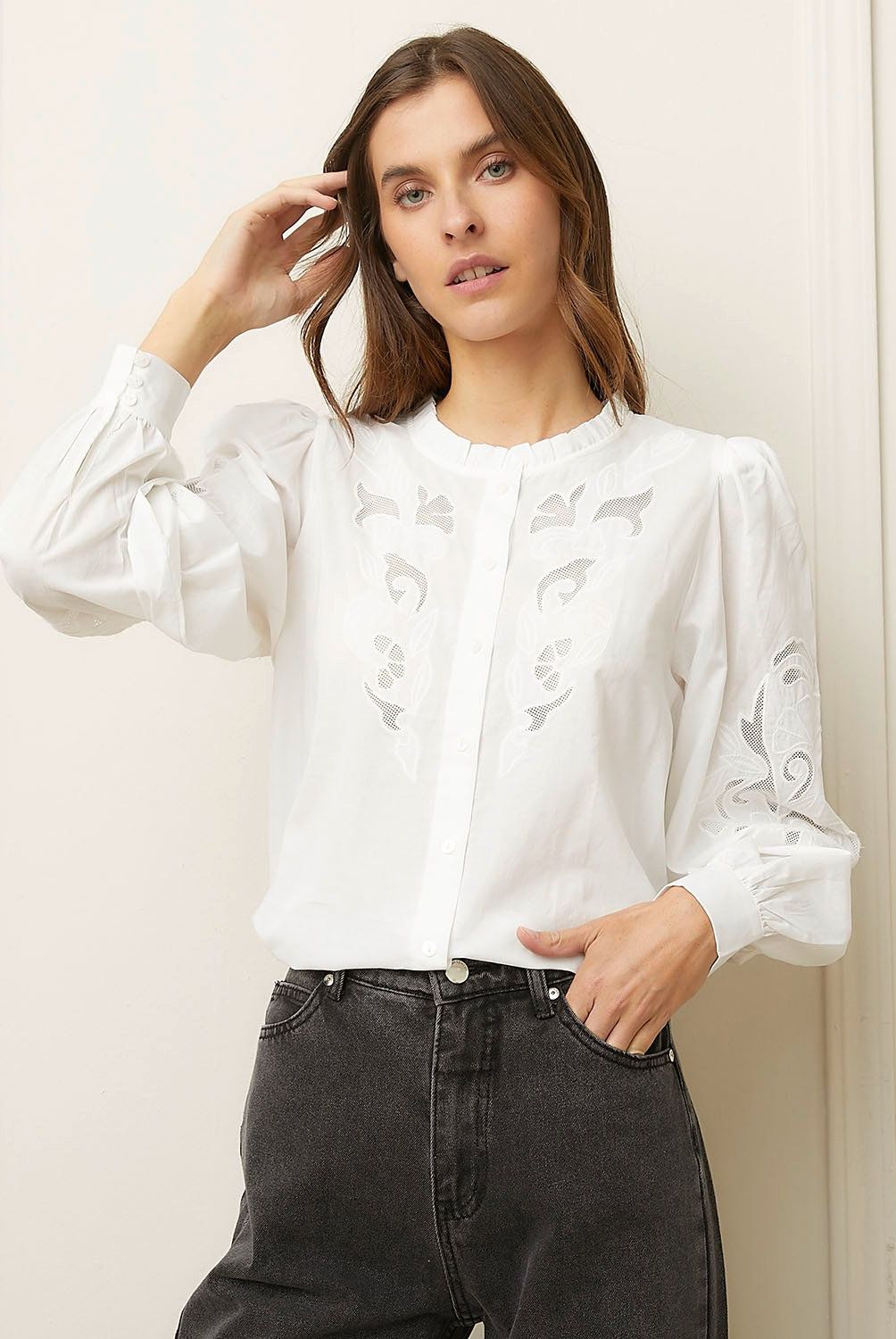 BASEMENT - Blusa Manga Larga Algodón Mujer Basement