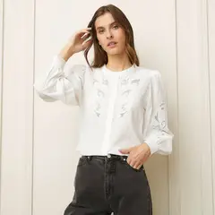 BASEMENT - Blusa Manga Larga Algodón Mujer