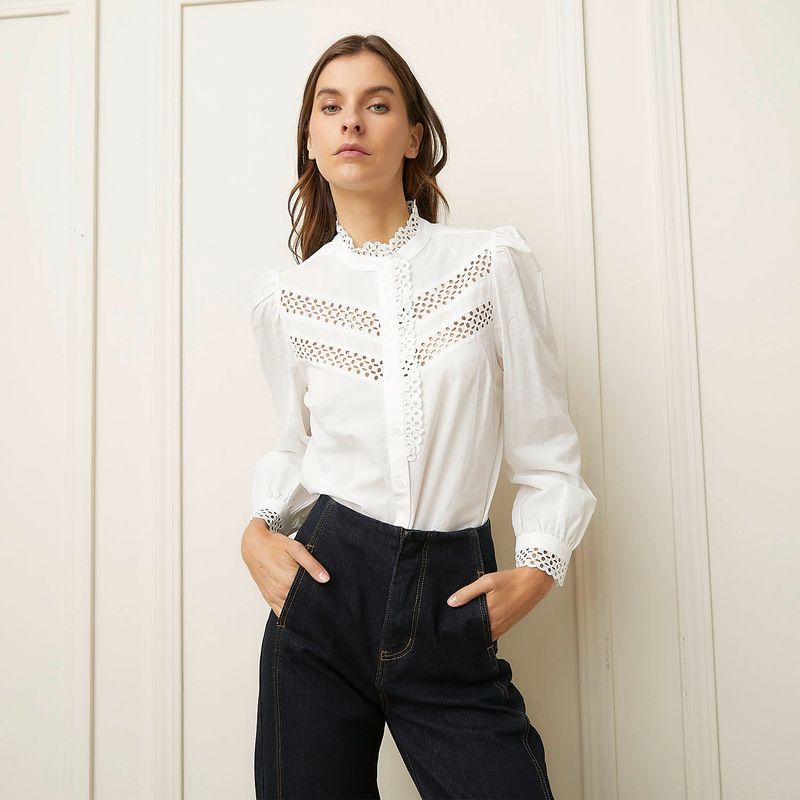 BASEMENT - Blusa Manga Larga Algodón Mujer Basement