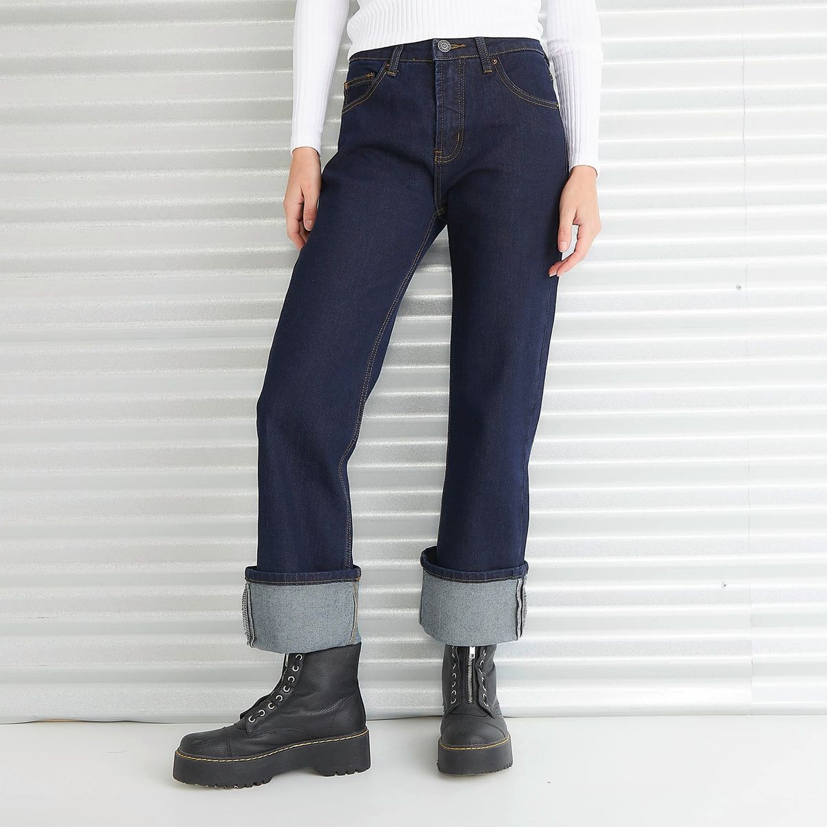 AMERICANINO - Jeans Básico Tiro Medio Mujer Americanino