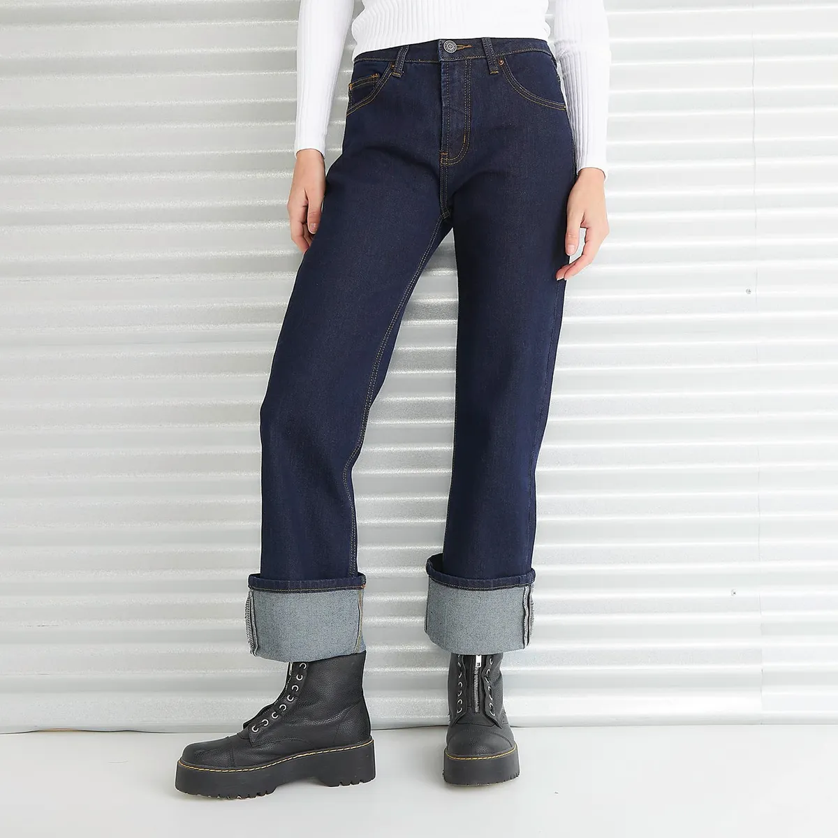 AMERICANINO - Jeans Básico Tiro Medio Mujer Americanino