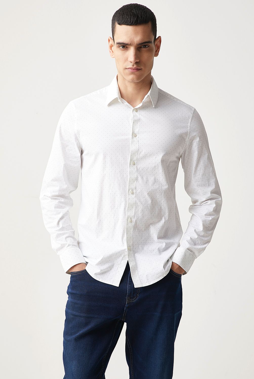 BASEMENT - Camisa Casual Manga Larga Algodón Basement