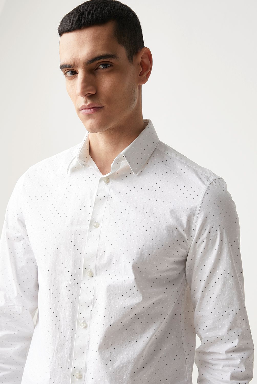 BASEMENT - Camisa Casual Manga Larga Algodón Basement