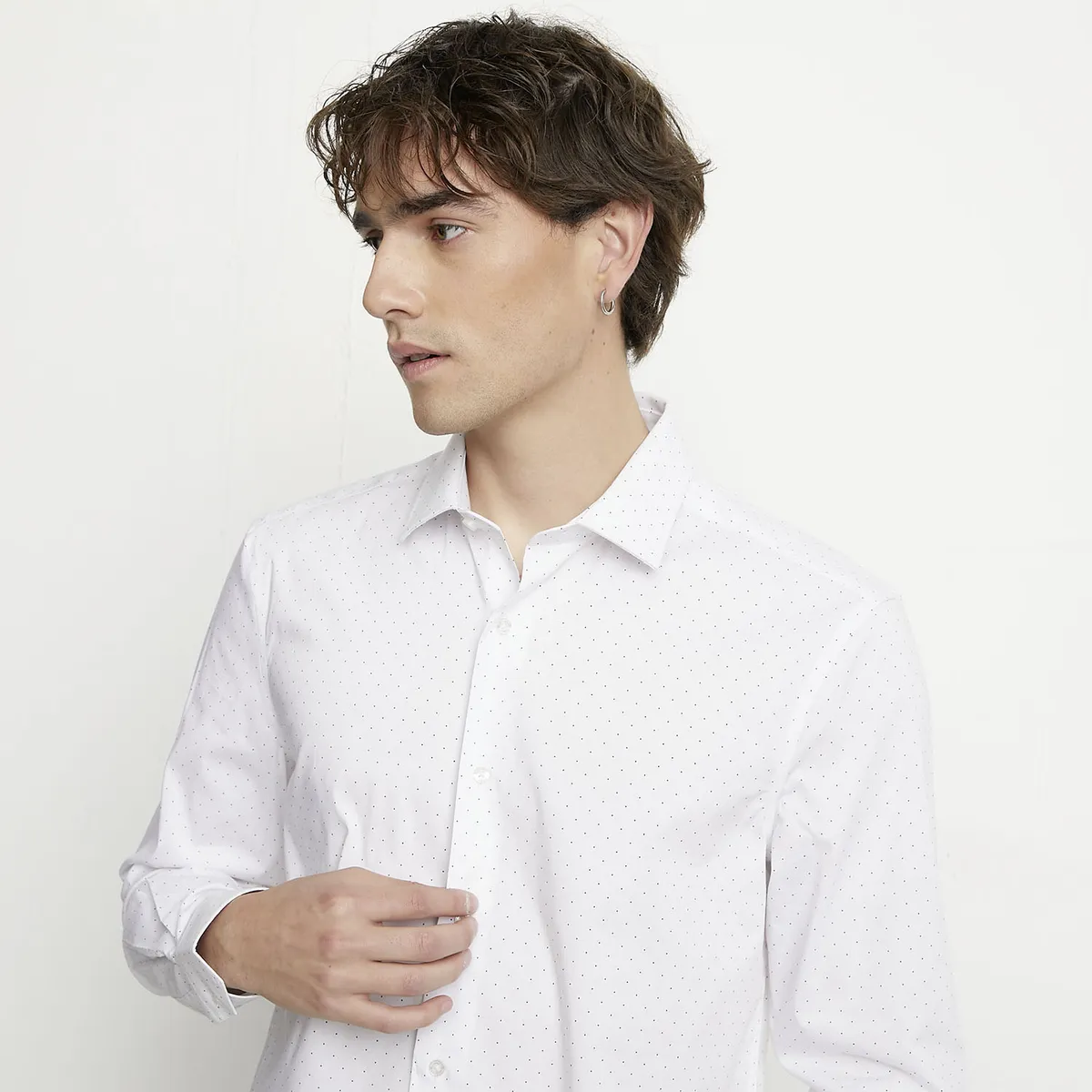 BASEMENT - Camisa Casual Manga Larga Algodón Basement