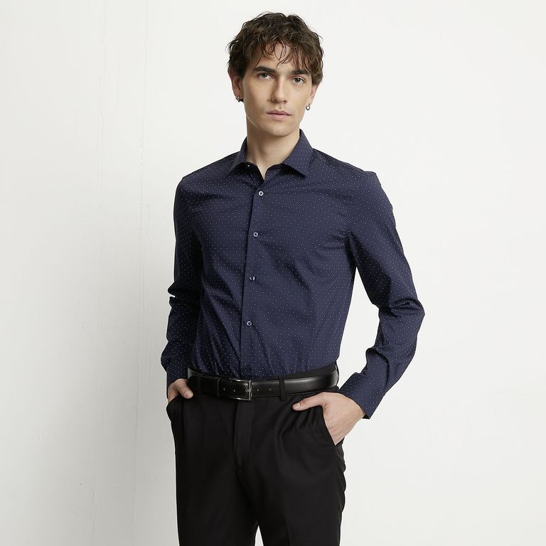 BASEMENT Camisa Casual Manga Larga Algodón