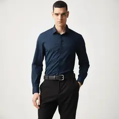 BASEMENT - Camisa Casual Manga Larga Algodón