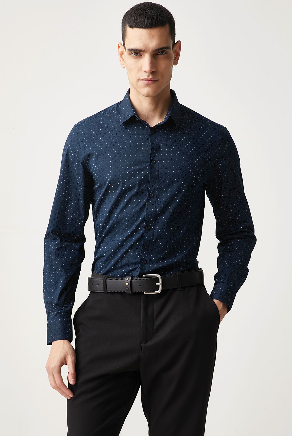 BASEMENT - Camisa Casual Manga Larga Algodón Basement