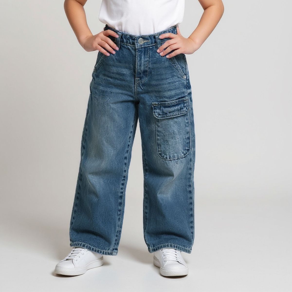 YAMP - Jeans Wide Leg Denim Yamp Niña Tiro Medio