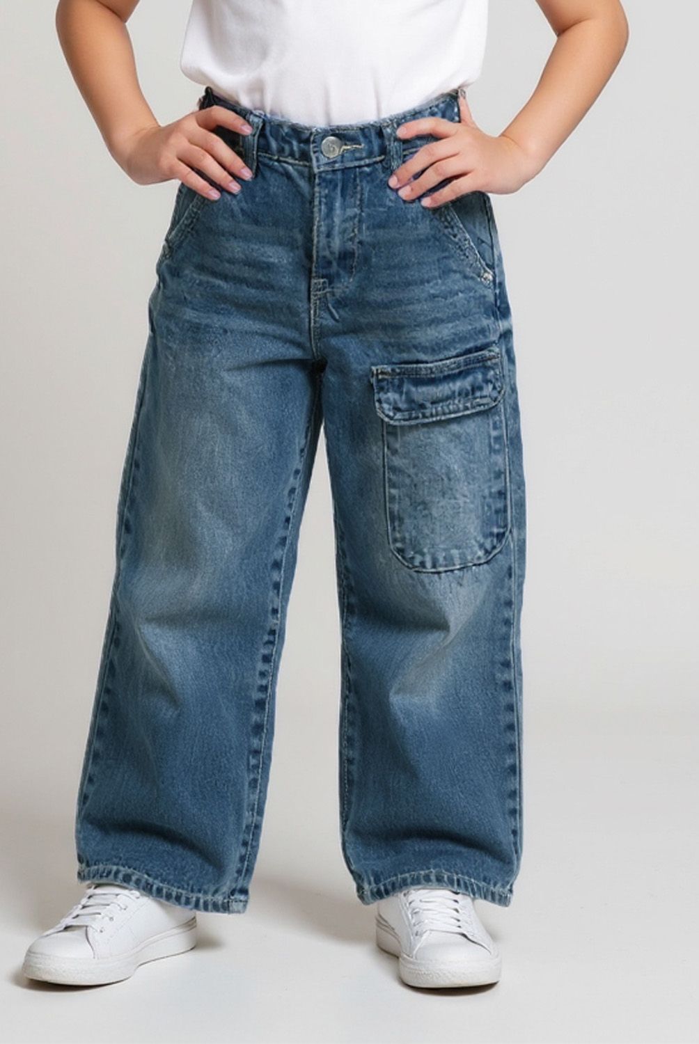 YAMP - Jeans Wide Leg Denim Yamp Niña Tiro Medio