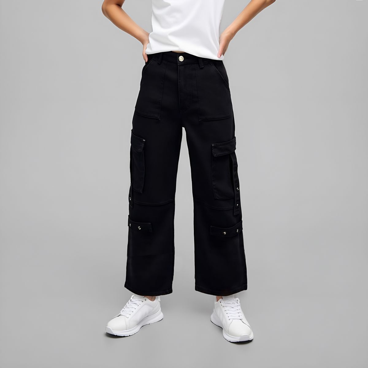 ELEVEN - Jeans Cargo Wide Leg Eleven Niña Algodón Tiro Medio