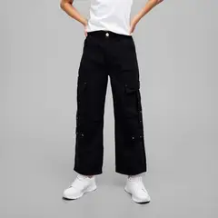 ELEVEN - Jeans Cargo Wide Leg Niña Algodón Tiro Medio