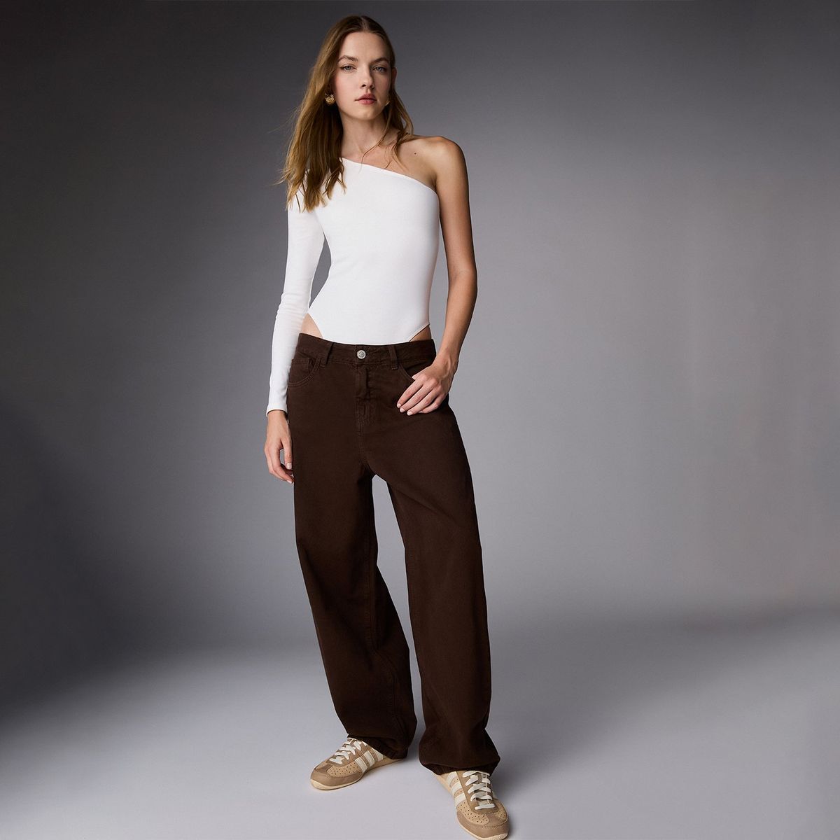 SYBILLA - Body Manga Larga Un Hombro Algodón Mujer Sybilla