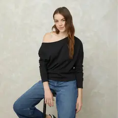 SYBILLA - Polerón Manga Larga Mujer Algodón Liso
