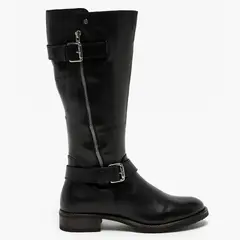 APOLOGY - Botas De Cuero Mujer Caña Alta Negra