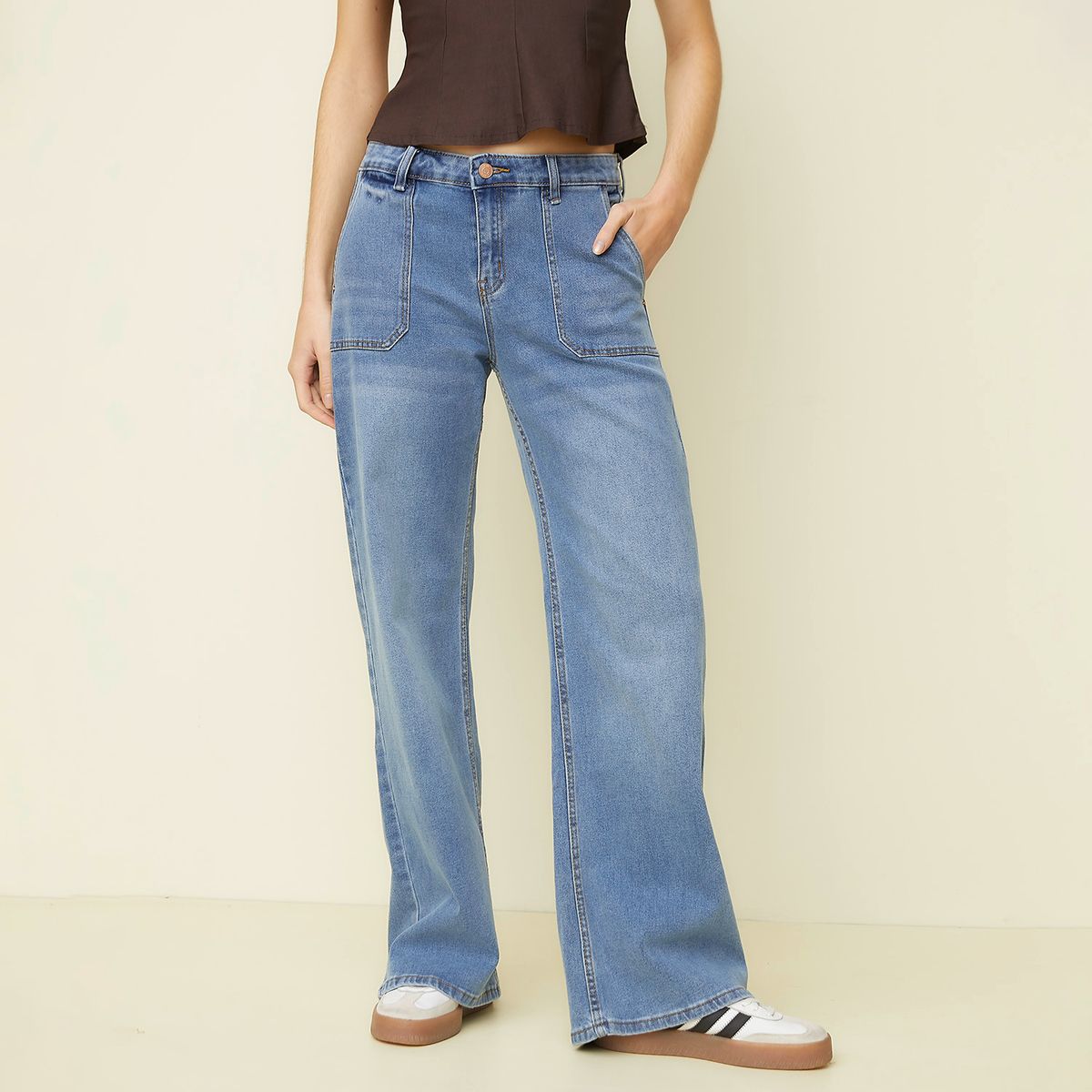 SYBILLA - Jeans Wide Leg Tiro Medio Mujer Sybilla