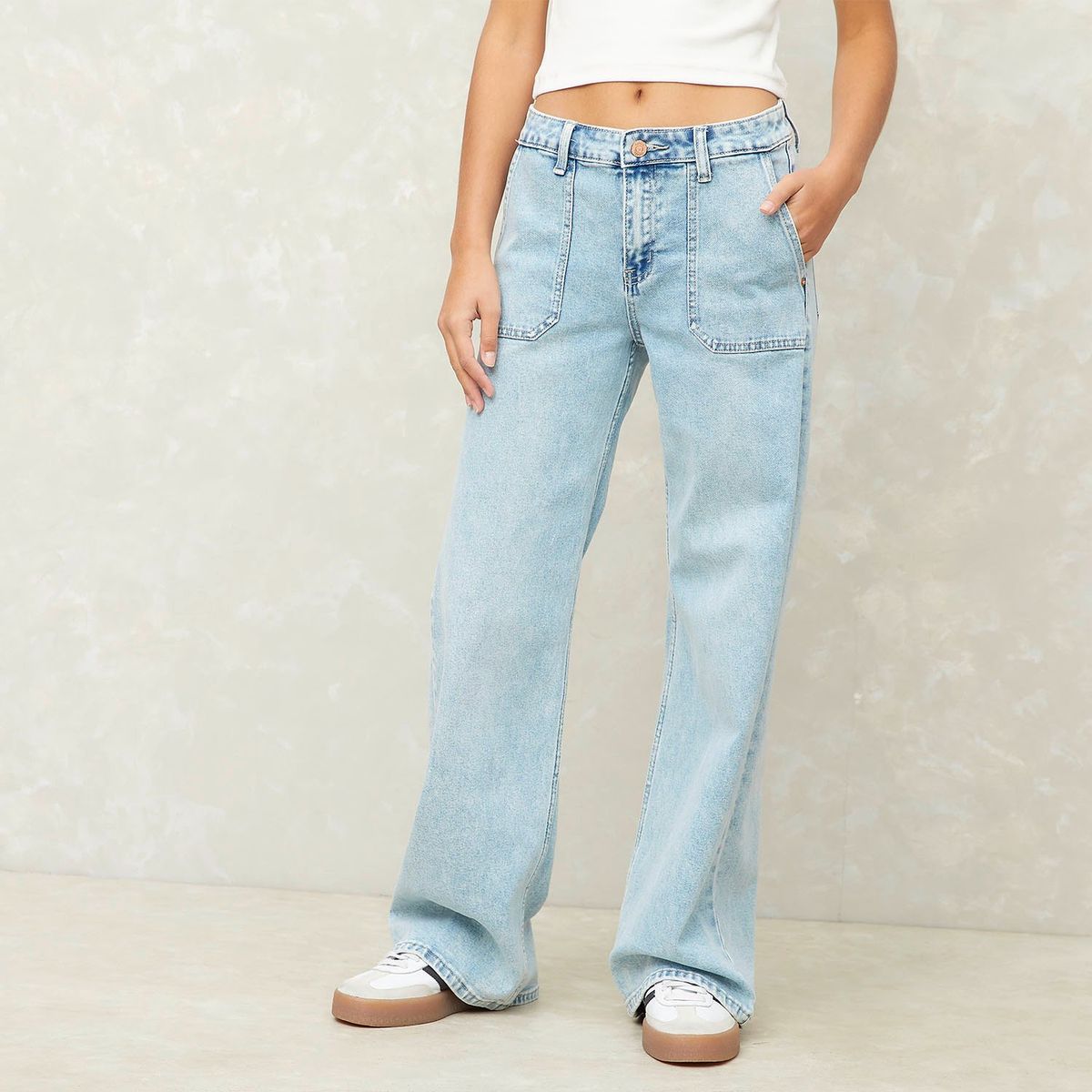 SYBILLA - Jeans Wide Leg Tiro Medio Mujer Sybilla
