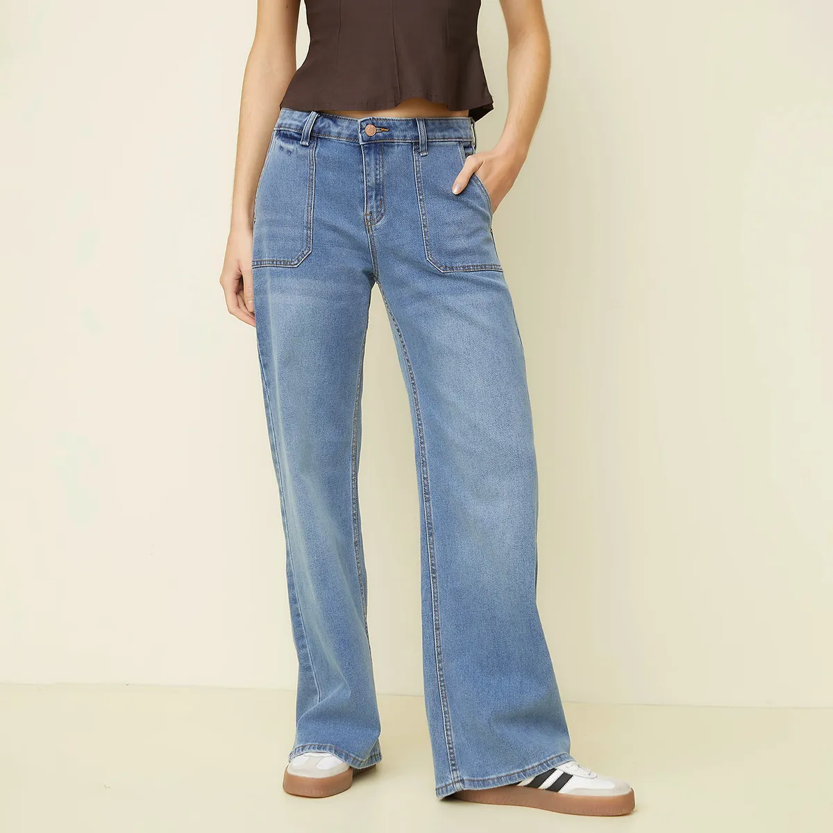 SYBILLA - Jeans Wide Leg Tiro Medio Mujer Sybilla