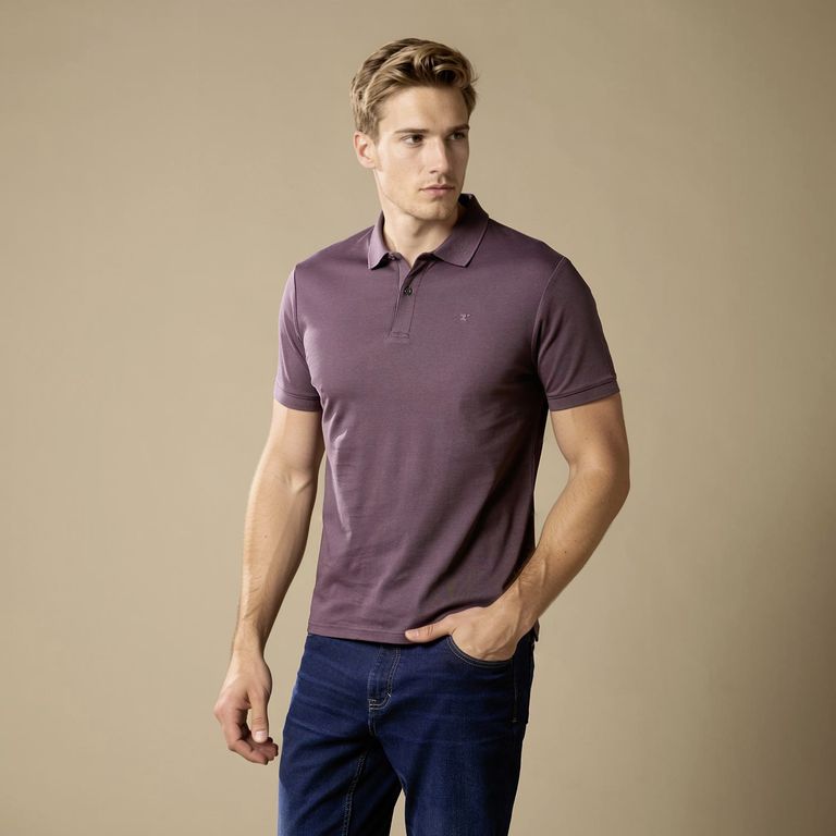 Polera Manga Corta Cuello Polo 100% Algodón Hombre Wolf and Hank