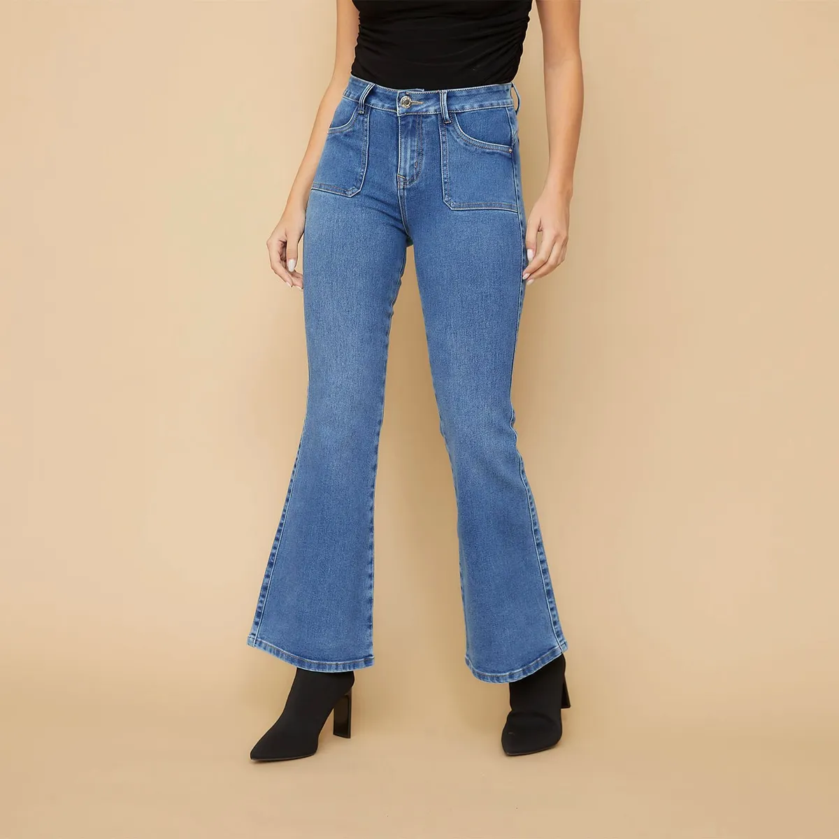 MOSSIMO - Jeans Flare Tiro Alto Mujer Mossimo