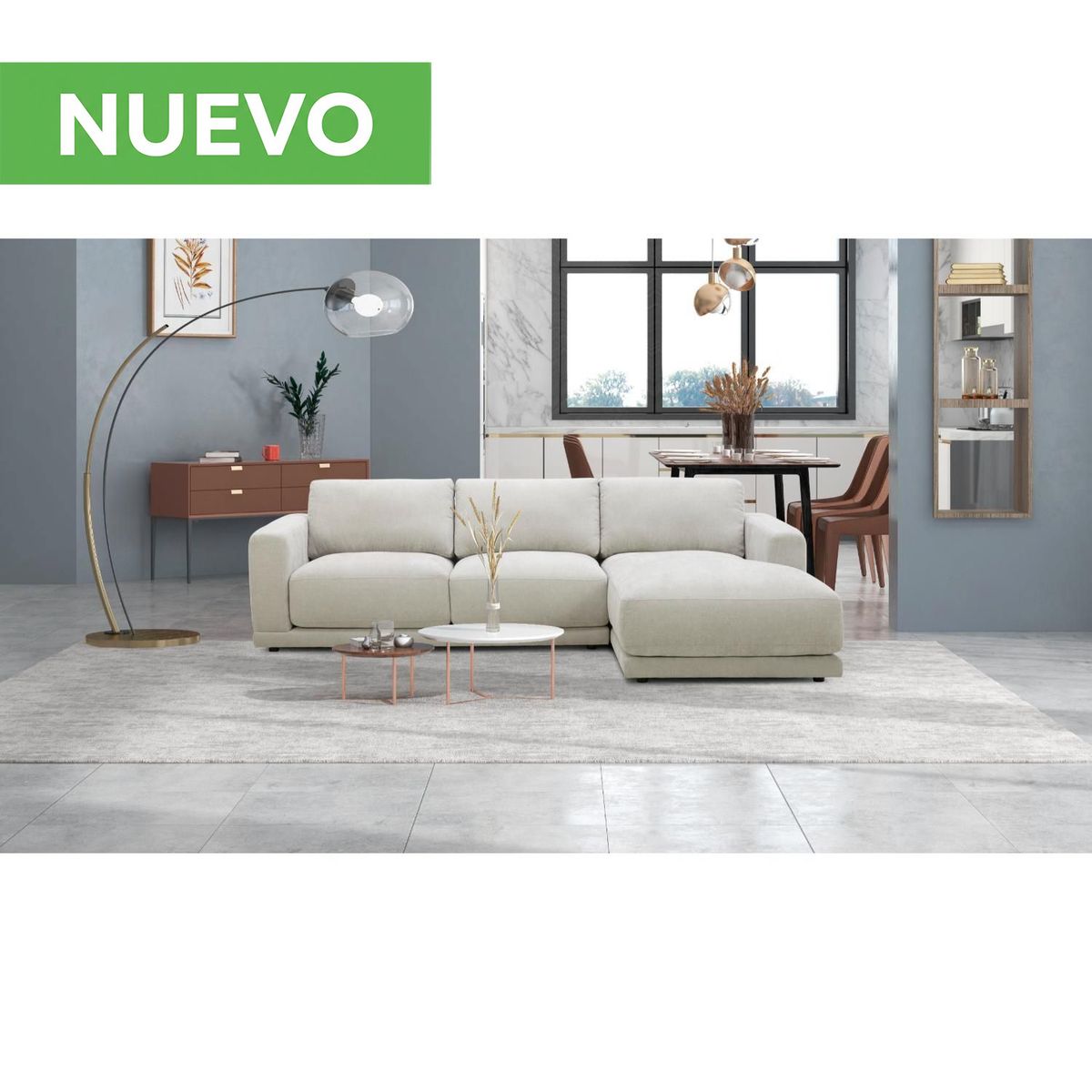 BASEMENT HOME - Sofá Seccional Derek Derecho Gris Basement Home