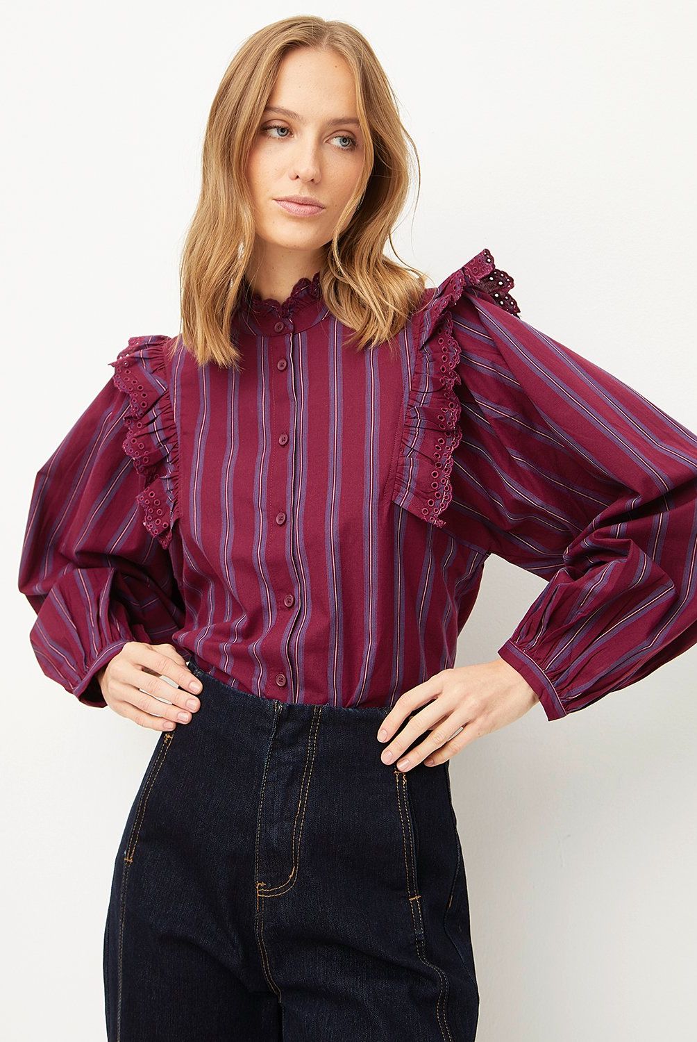BASEMENT - Blusa Manga Larga Algodón Mujer Basement
