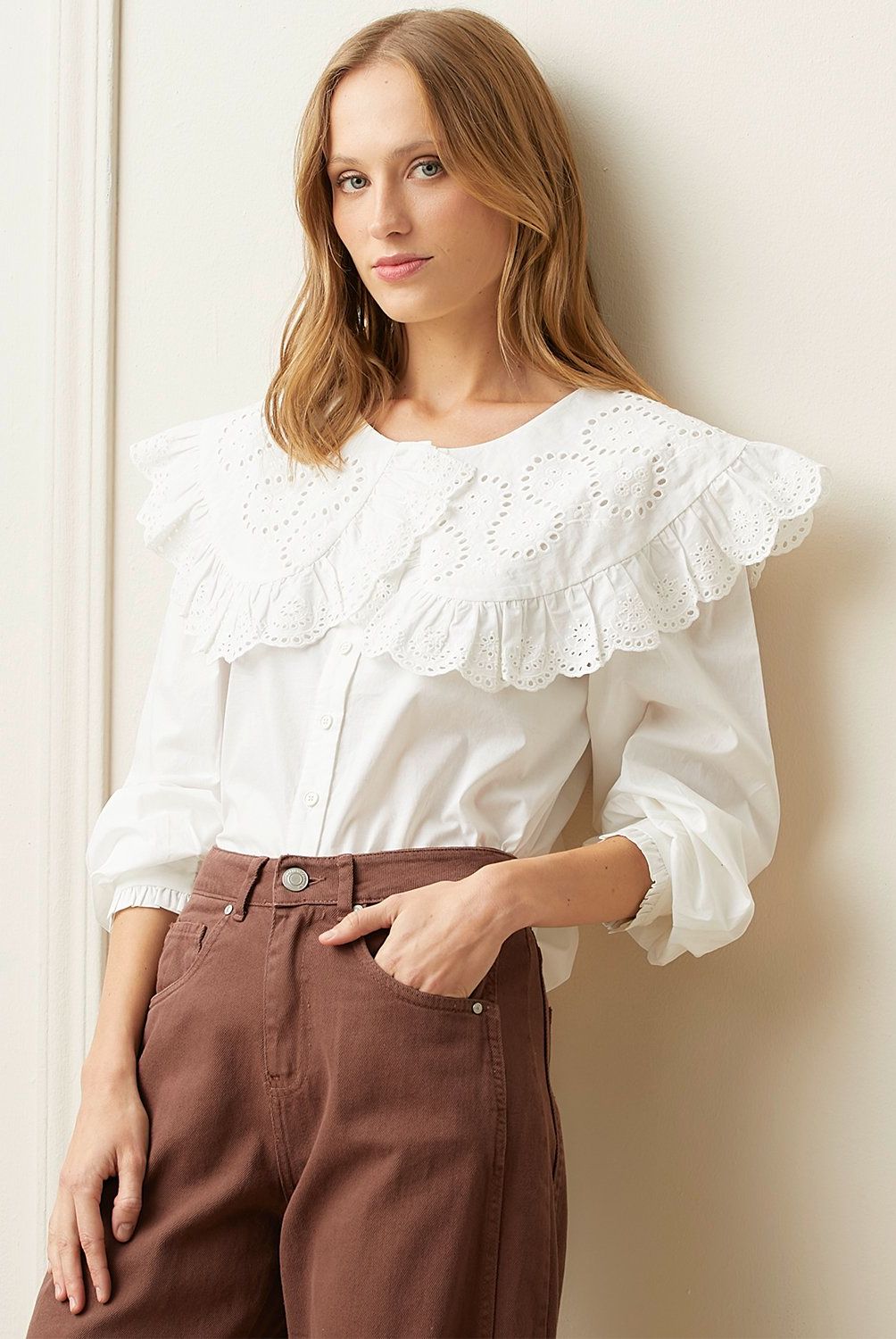 BASEMENT - Blusa Manga Larga Algodón Mujer Basement