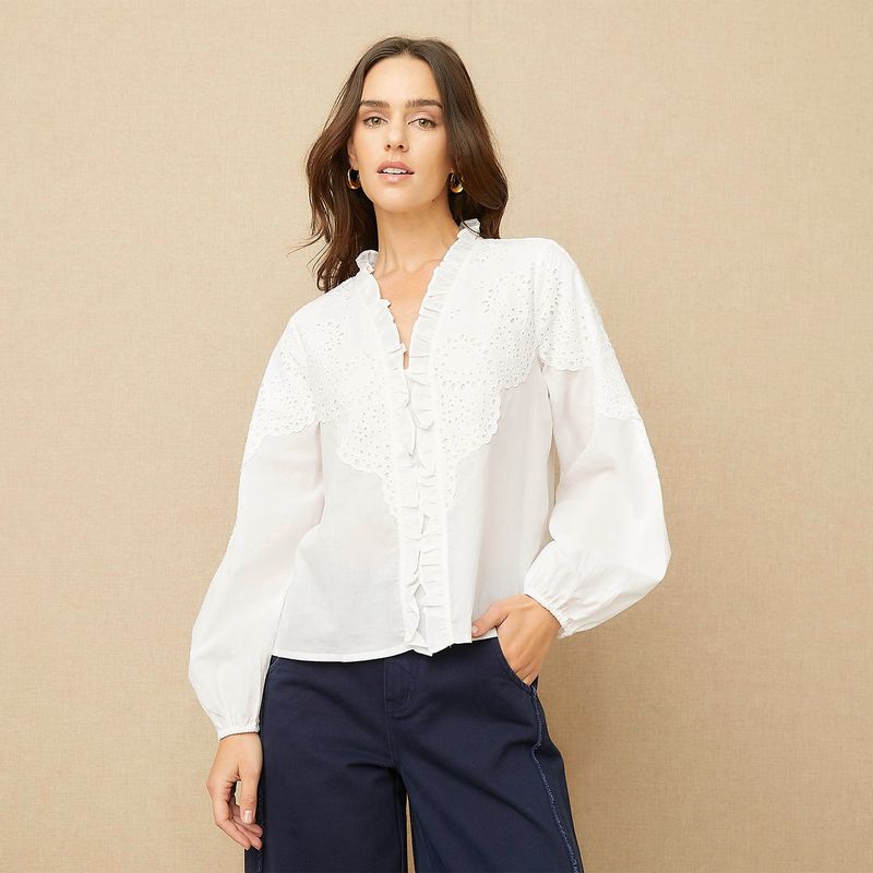 UNIVERSITY CLUB - Blusa Manga Larga Algodón Mujer University Club