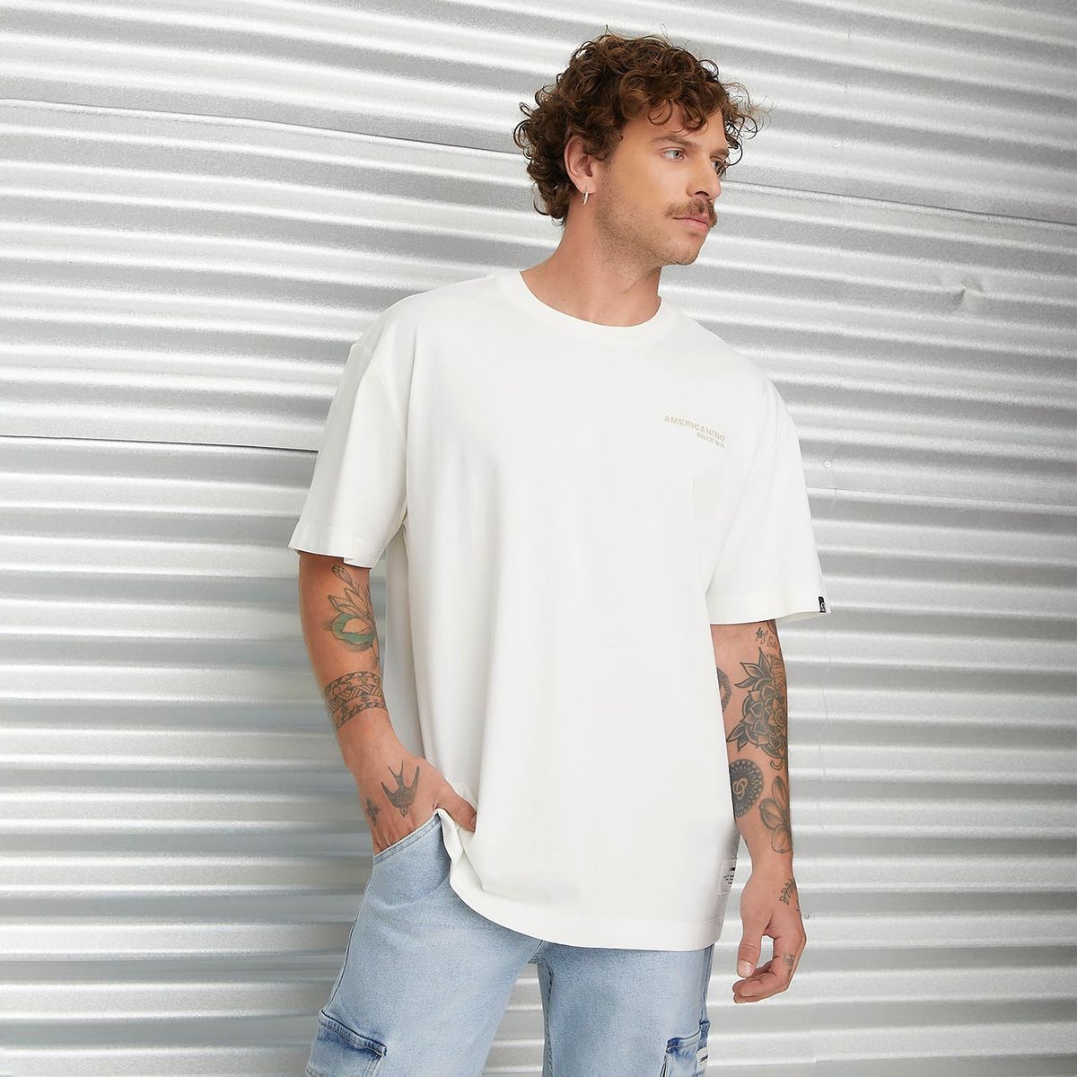 AMERICANINO - Polera Manga Corta Oversize Algodón Americanino Hombre