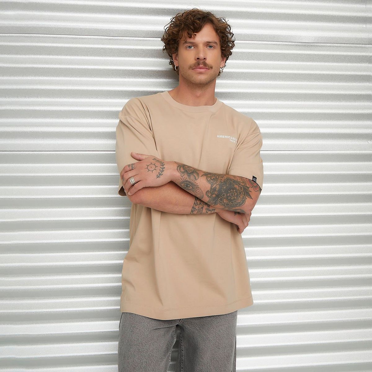 AMERICANINO - Polera Manga Corta Oversize Algodón Americanino Hombre