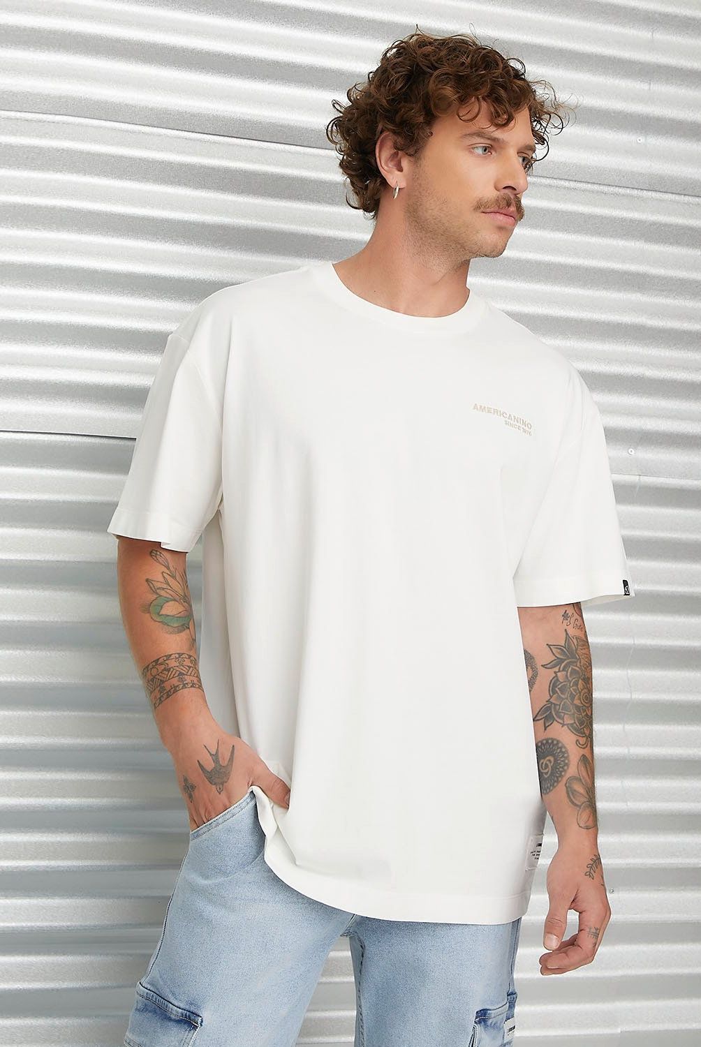 AMERICANINO - Polera Manga Corta Oversize Algodón Americanino Hombre