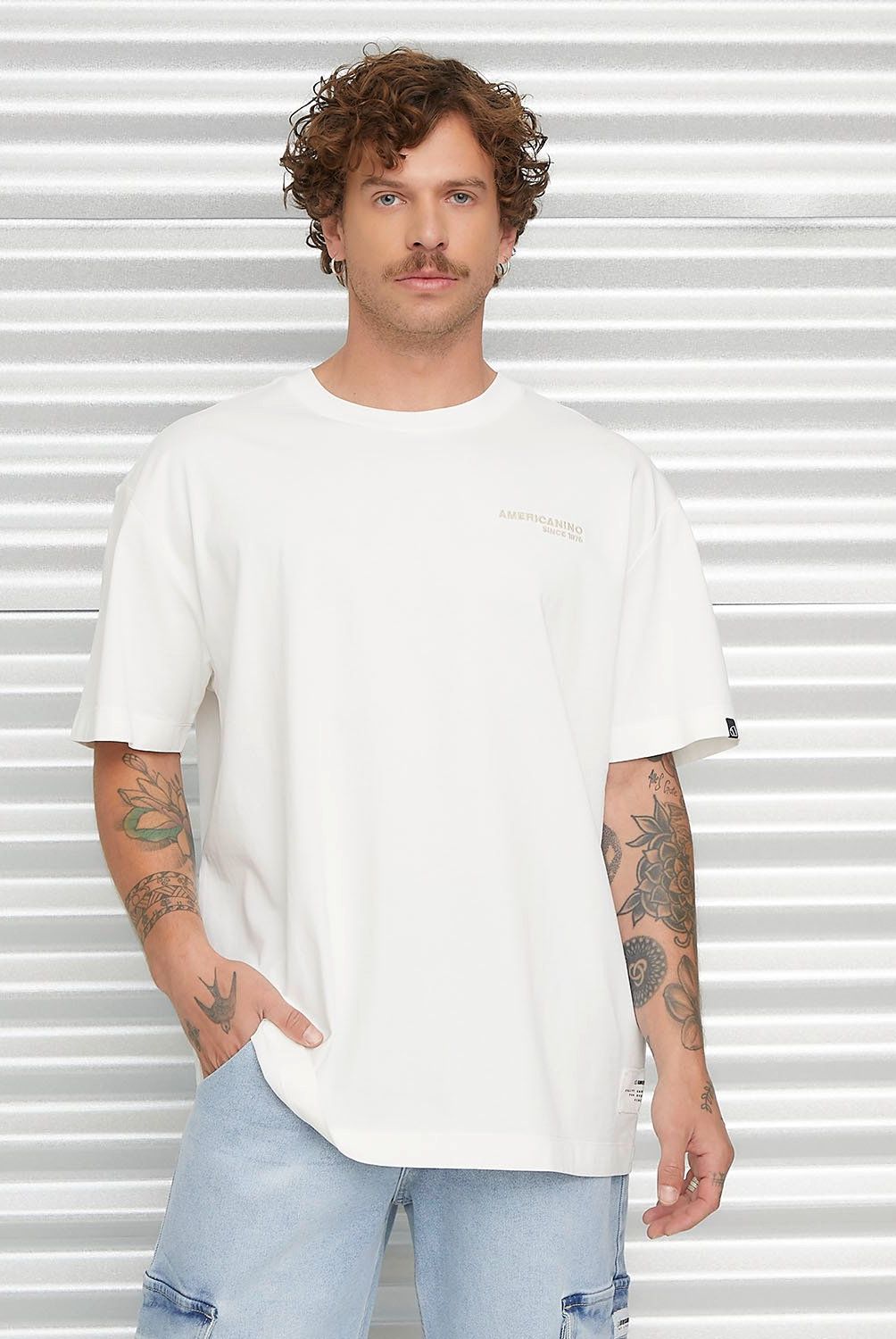 AMERICANINO - Polera Manga Corta Oversize Algodón Americanino Hombre