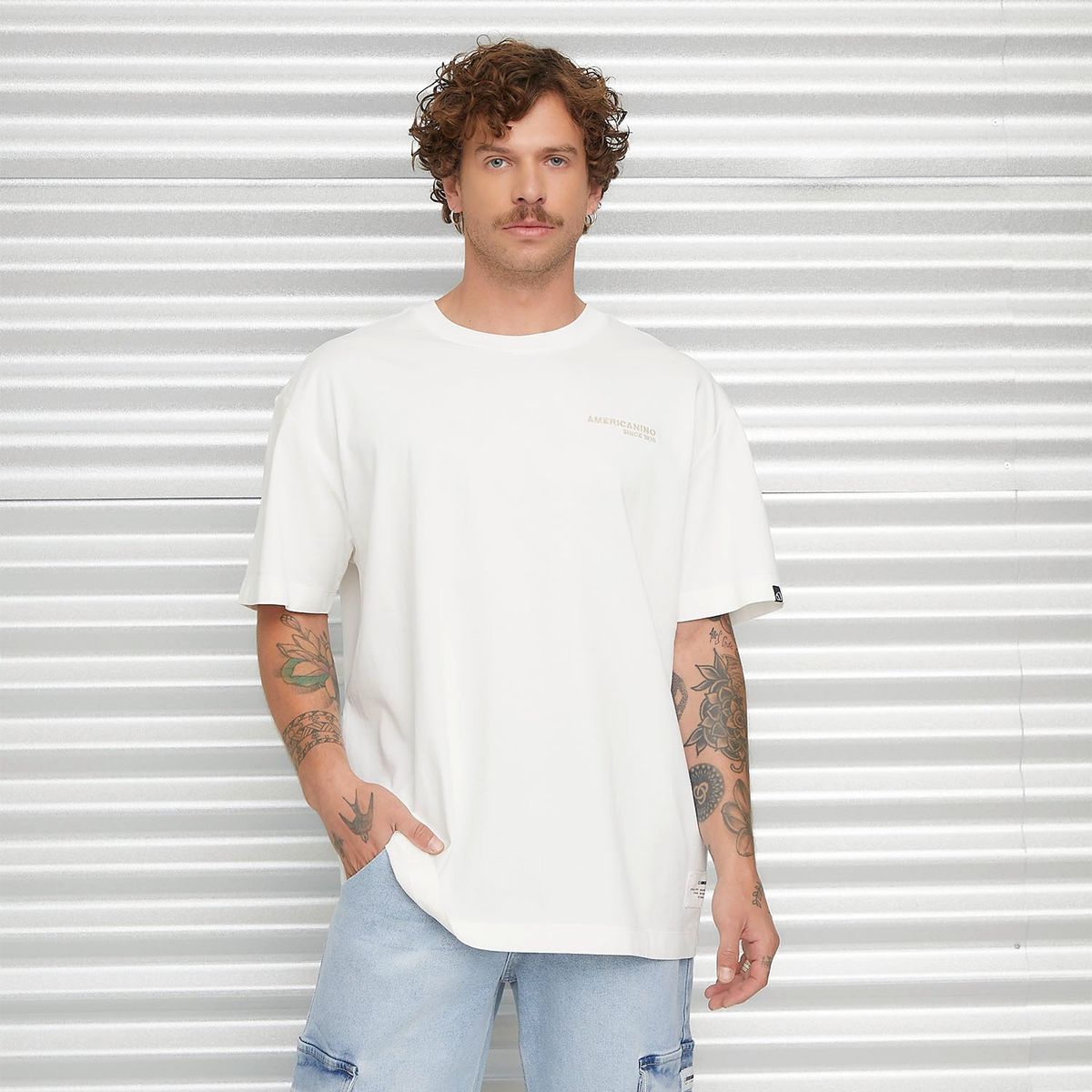 AMERICANINO - Polera Manga Corta Oversize Algodón Americanino Hombre