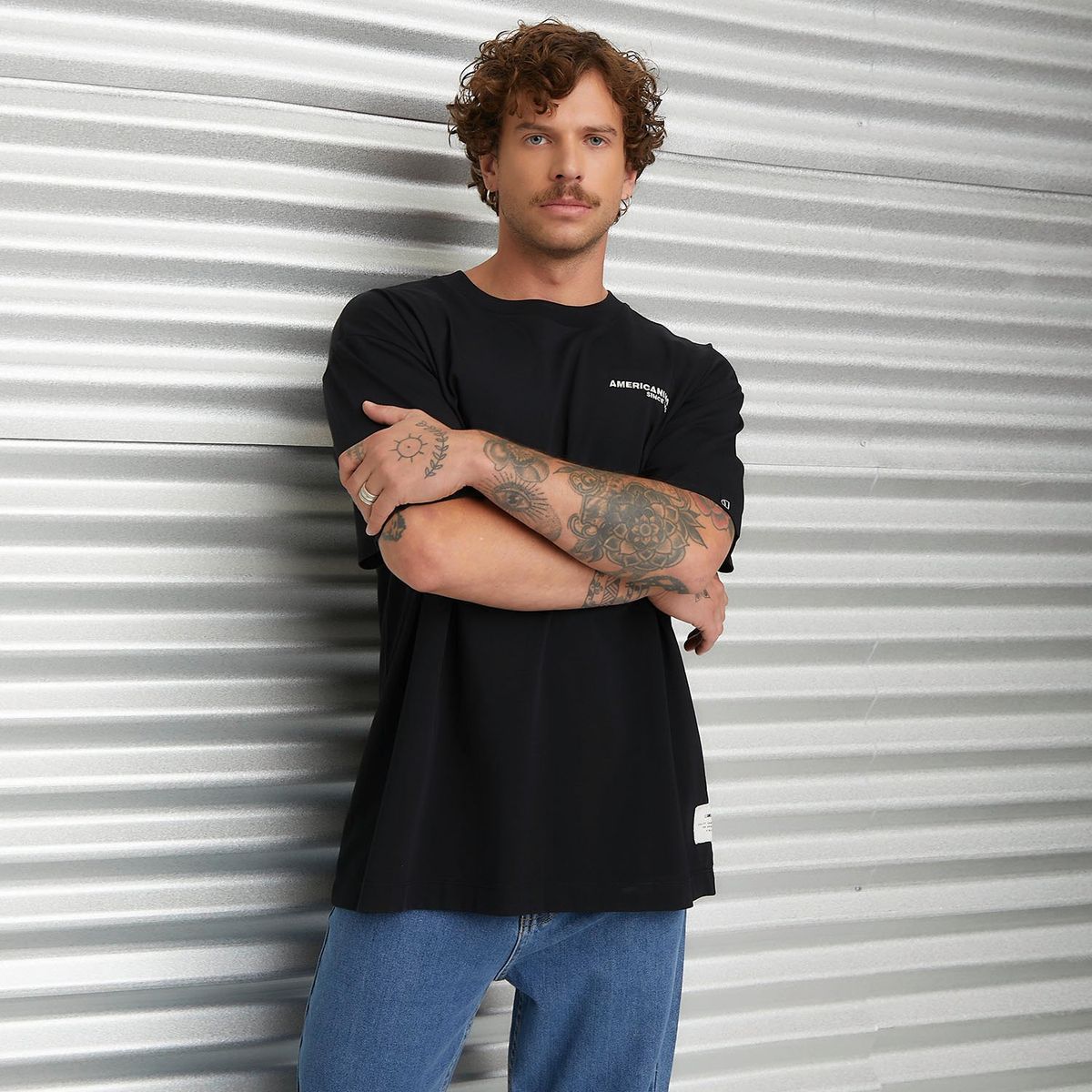 AMERICANINO - Polera Manga Corta Oversize Algodón Americanino Hombre