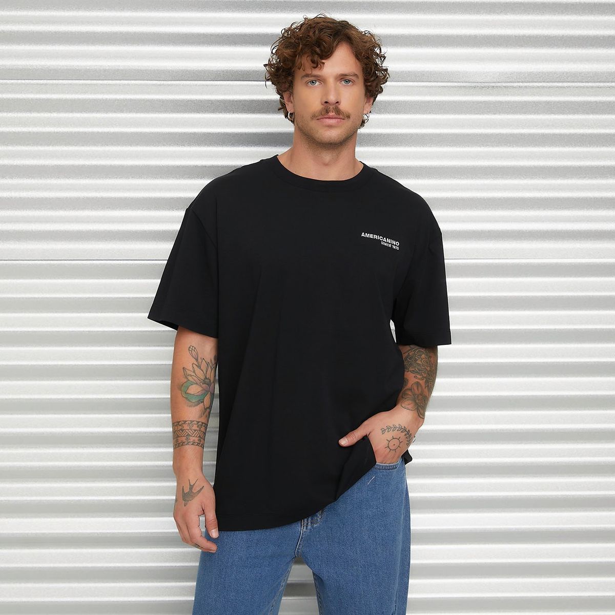 AMERICANINO - Polera Manga Corta Oversize Algodón Americanino Hombre