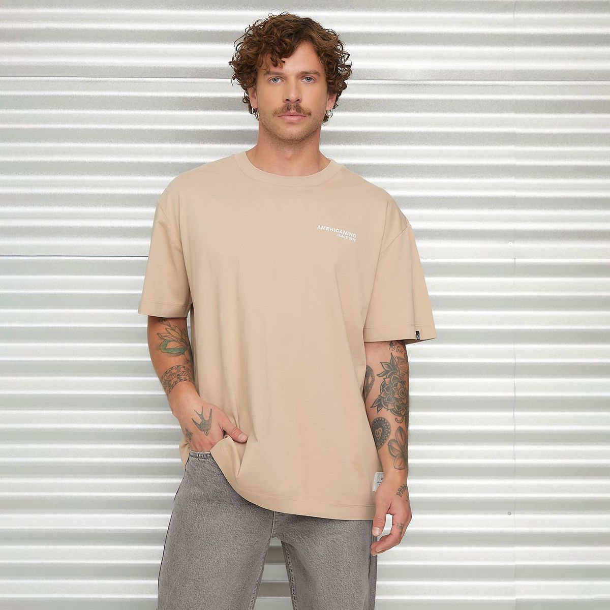 AMERICANINO - Polera Manga Corta Oversize Algodón Americanino Hombre