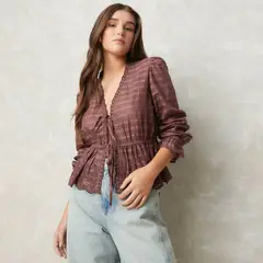 SYBILLA - Blusa Manga Larga Algodón Mujer