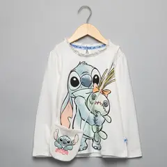 LILO & STITCH - Polera Con Cartera Algodón Niña Lilo y Stich