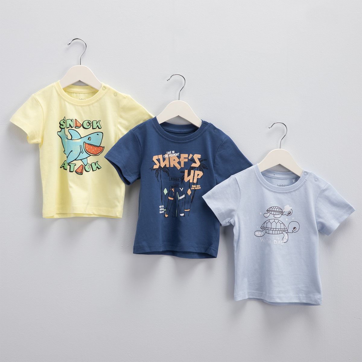 YAMP - Pack De 3 Poleras Manga Corta Bebé Niño Algodón Yamp