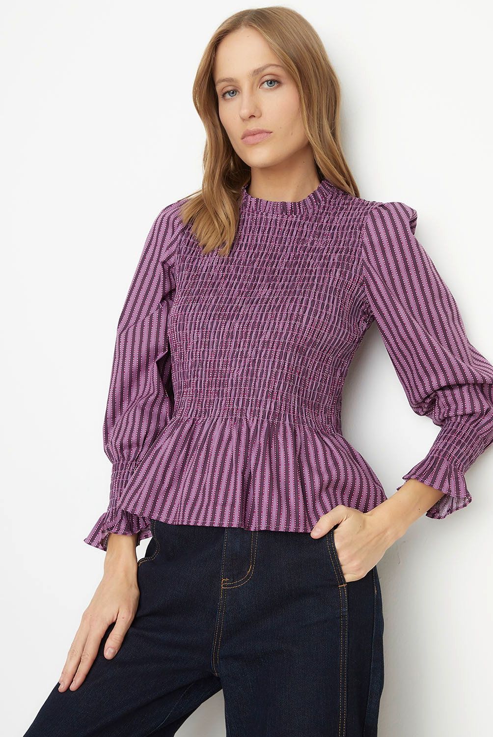BASEMENT - Blusa Manga Larga Algodón Mujer Basement