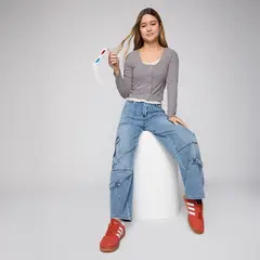 ELEVEN - Jeans Cargo Niña Algodón